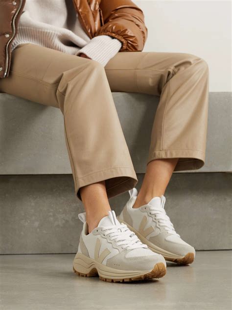 veja venturi suede and leather-trimmed alveomesh sneakers|veja venturi alveomesh.